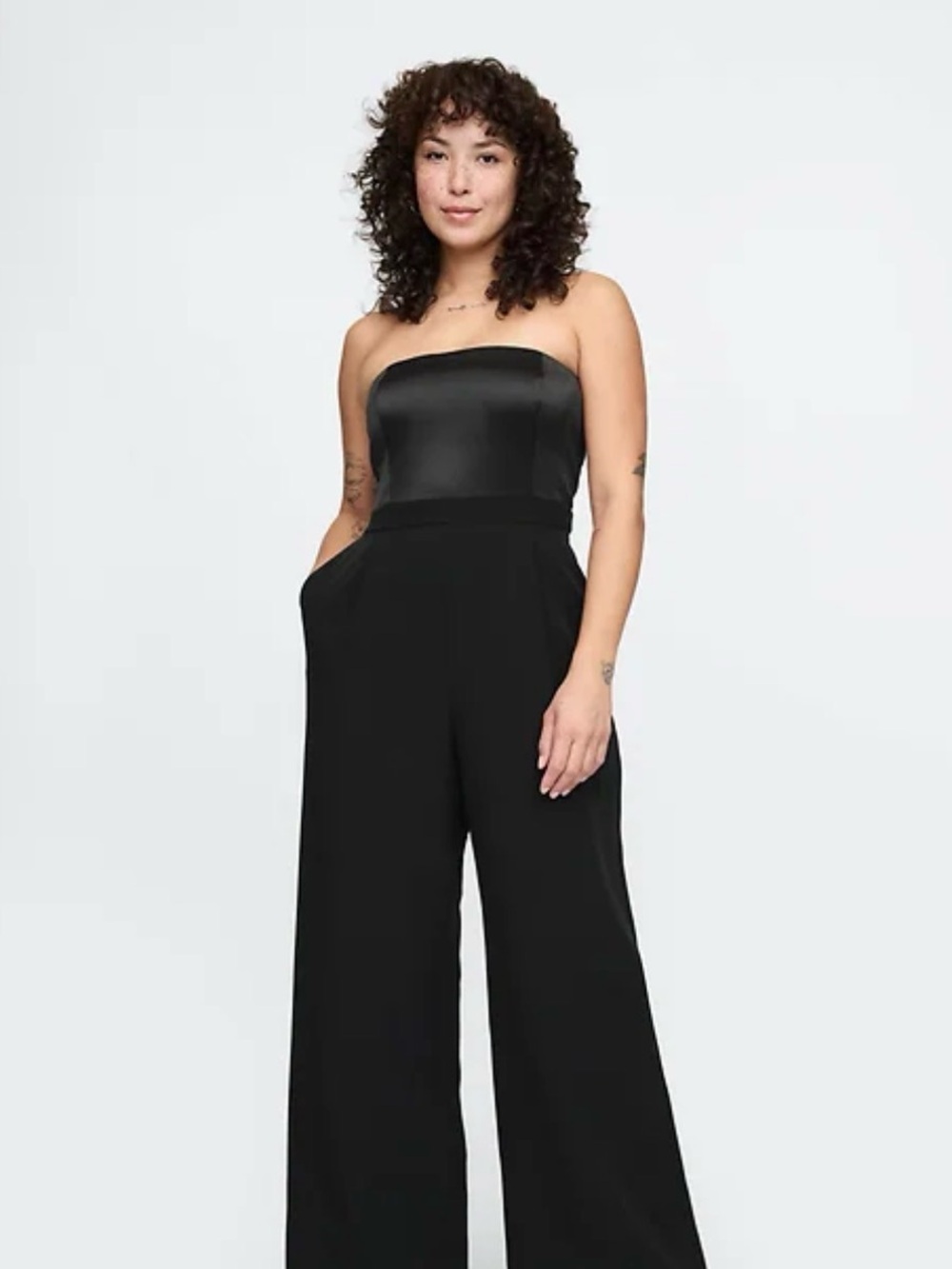 GAP Strapless Black Wide-Leg Jumpsuit